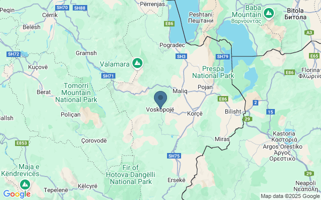 Kaart met locatie Korça